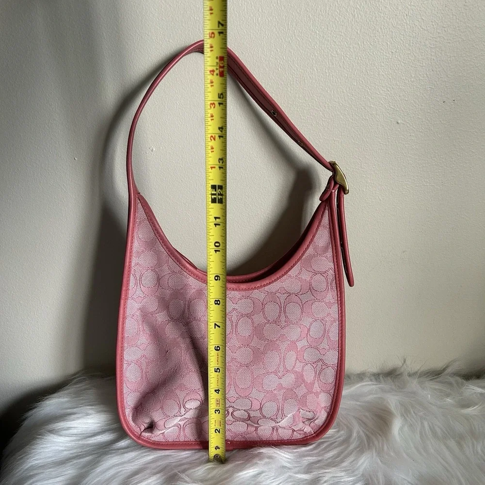 Coach Ergo Pink‎ Signature Jacquard Leather Shoulder Bag C2588 Good